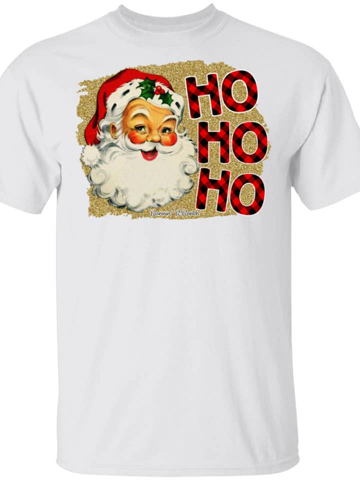 Santa Ho Ho Ho Plaid Tee for wholesale by Runnin' R Ranch