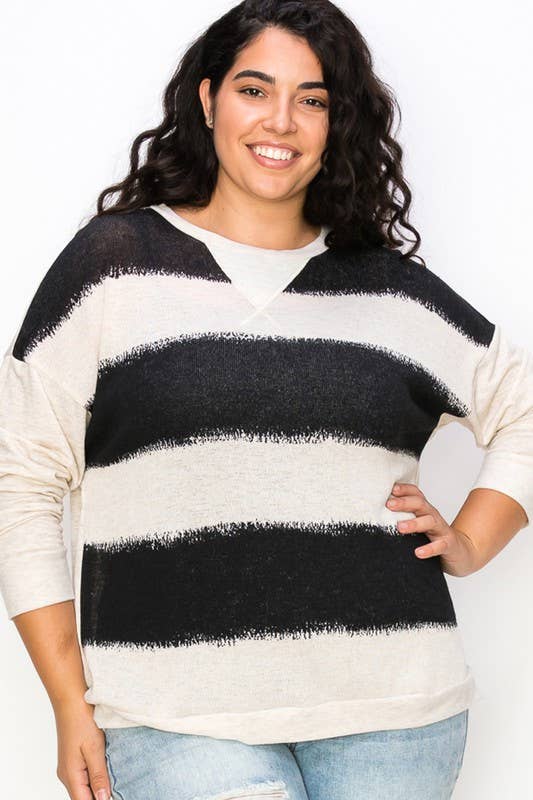 A.gain - Vendita all'ingrosso Top in maglia - Donna - 10764LP543 - TINTA UNITA PLUS SIZE CON MANICHE A CONTRASTO4