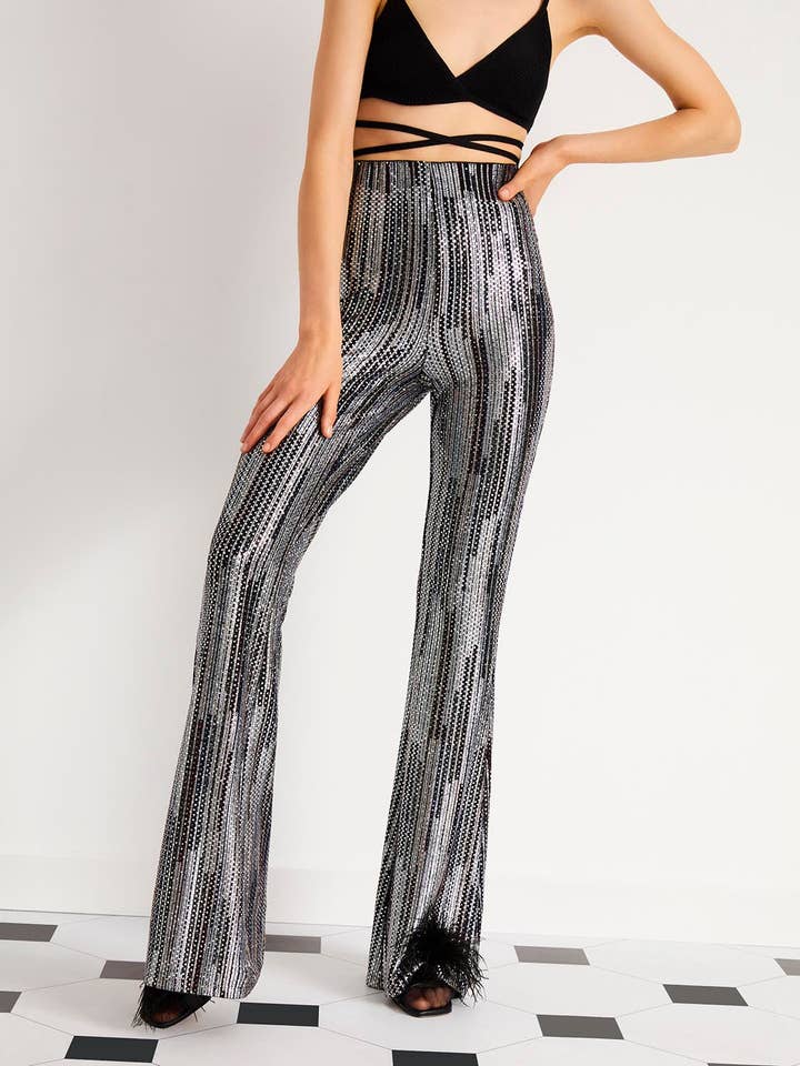 Flerfärgad Flare Byxor med hög midja - Nocturne Party Collection för wholesale på Faire