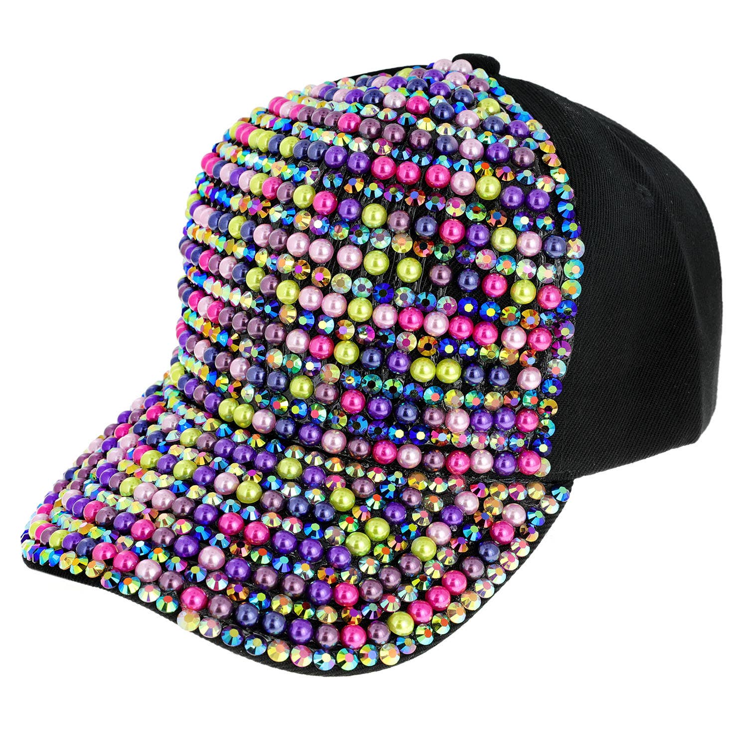 SP Sophia Collection - Wholesale Baseball Cap - Women's - Iridescent Rhinestone & Pearl Bling Baseball Cap12