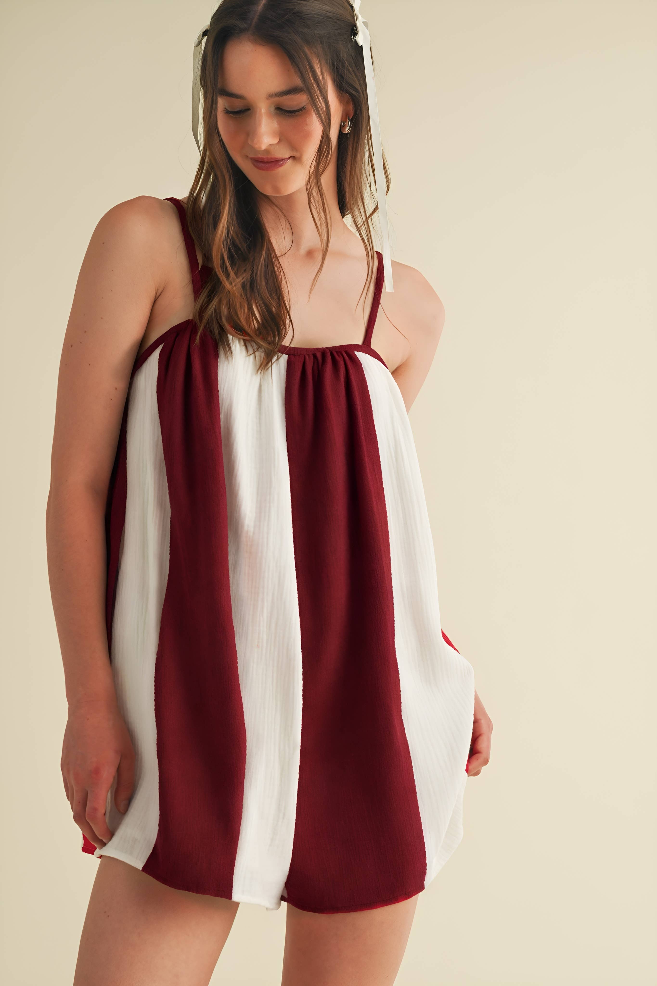 Cloud Ten - Wholesale Romper - Women's - CR18069 - STRIPED OVERSIZED GAME DAY SUMMER ROMPER3