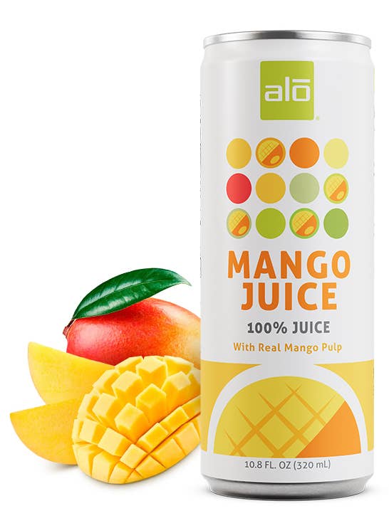 Jus de mangue/ 100% JUS/ pack de 12 x 10,8 fl oz pour la vente par ALO drink