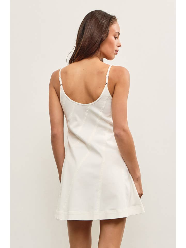 Mustard Seed - Wholesale Dress - Women's - DIAGONAL SEAM DENIM STRAP DRESS