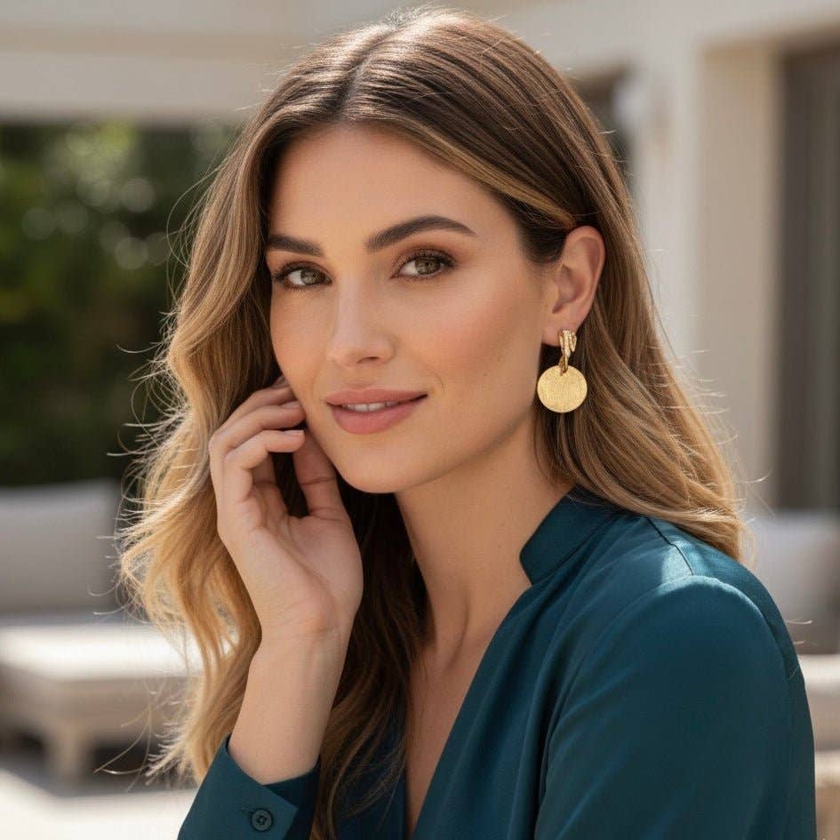 DUESTELLE ITALIA - Wholesale Dangle Earrings - Daphne - Hammered Gold Earrings0