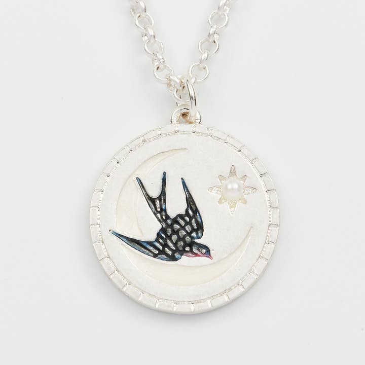 Fable England - Wholesale Pendant/Charm Necklace - Swallow Spirit Guide Silver Chain Necklace2