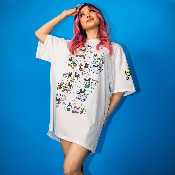 White Tamagotchi T-Shirt Dress for wholesale on Faire