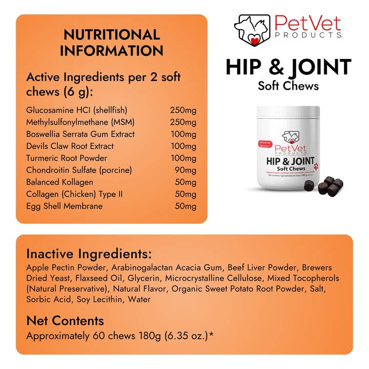 Pet Vet Products - Wholesale Pet Supplement - Dog - Glucosamine Dog Joint Supplement 60 Chews – MSM Chondroitin5
