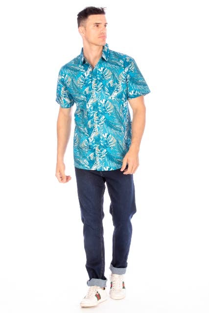 Hawk's Bay - Wholesale Button Down Shirt - Men's - Men's Printed Woven Hawaii Floral Short Sleeve Cotton Shirt3