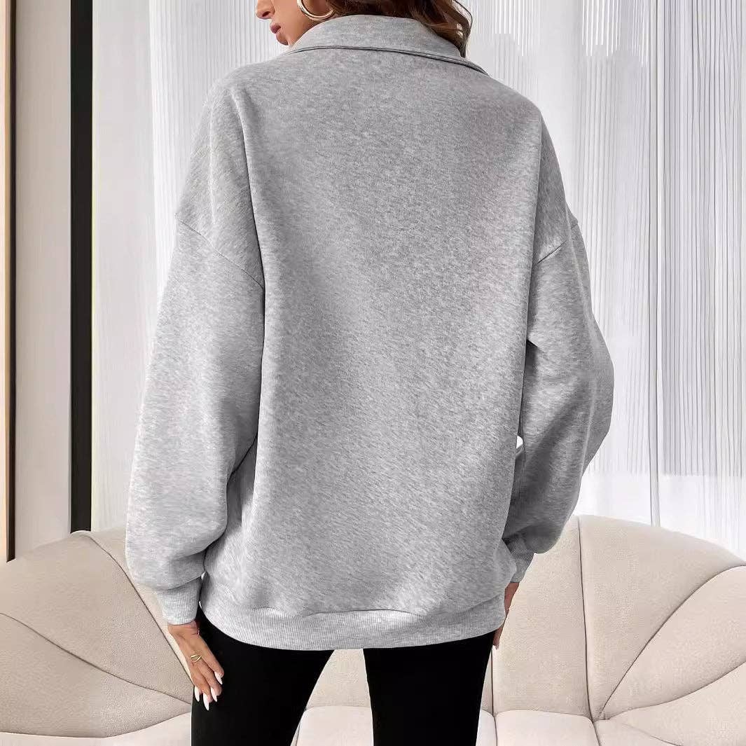 Suhkasana - Wholesale Sweatshirt - Women's - Half Zip Pullover Sweatshirt with Stand Collar – Fall Staple1