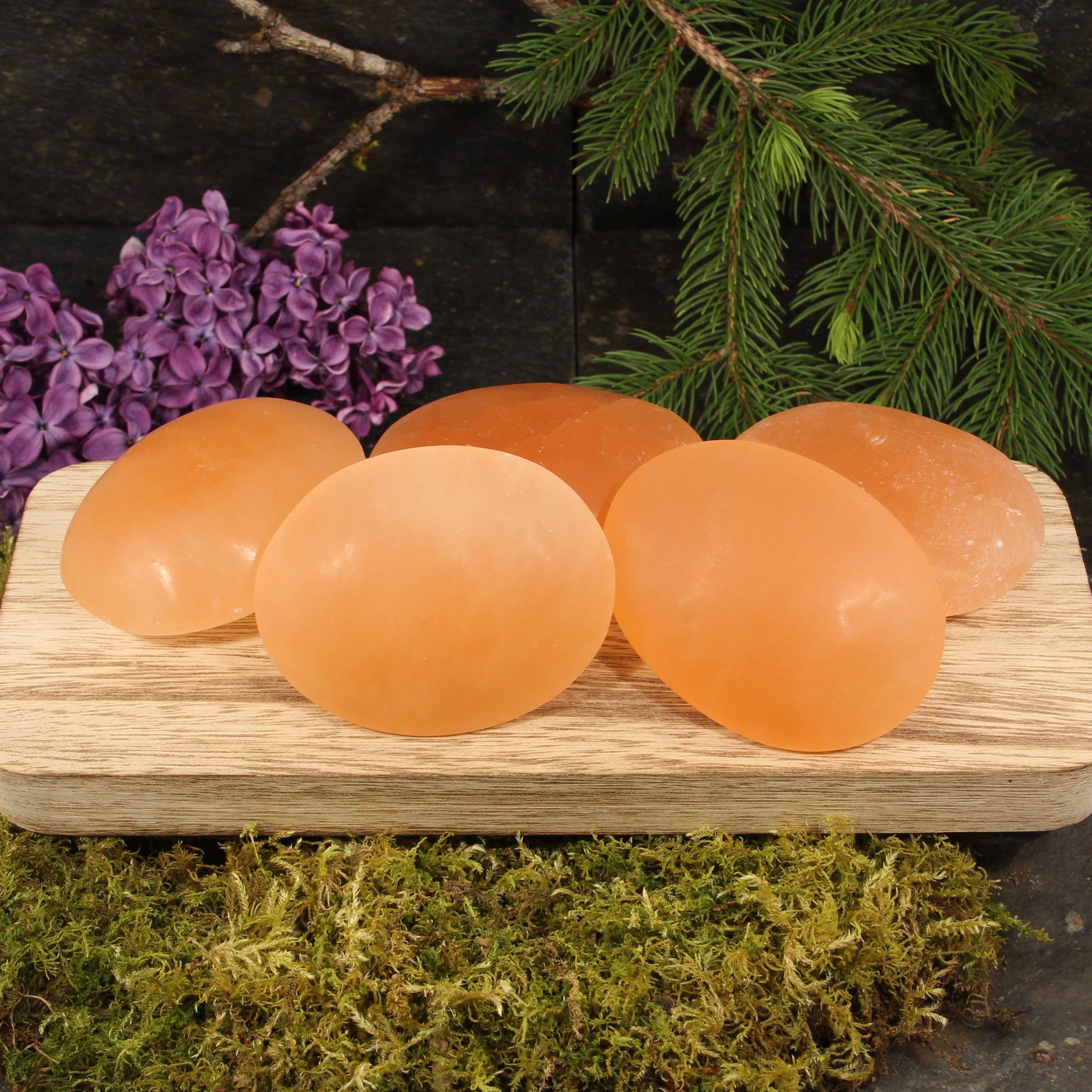 Rock Restock - Wholesale Spiritual Stone/Crystal - Peach Selenite Palms - 5 pcs1