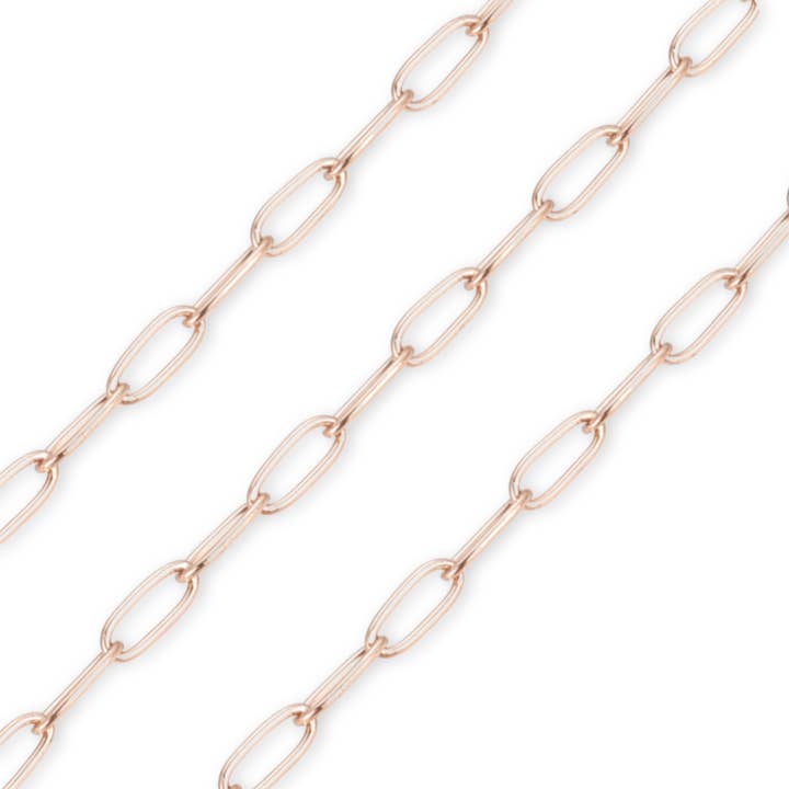 Rose Gold Paperclip Link Chain 4.8mm By the Foot - Ion Plated Stainless Steel for wholesale by Love, Paige Designs