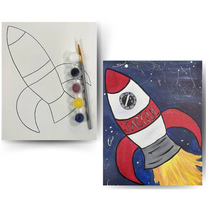Rocket - DIY Canvas Paint Kit - Includes Paint & Brush for wholesale by Painted Grape