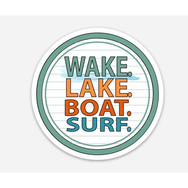 Wake, Lake, Boat, Surf Decal Sticker for wholesale by Little Dorset Shop