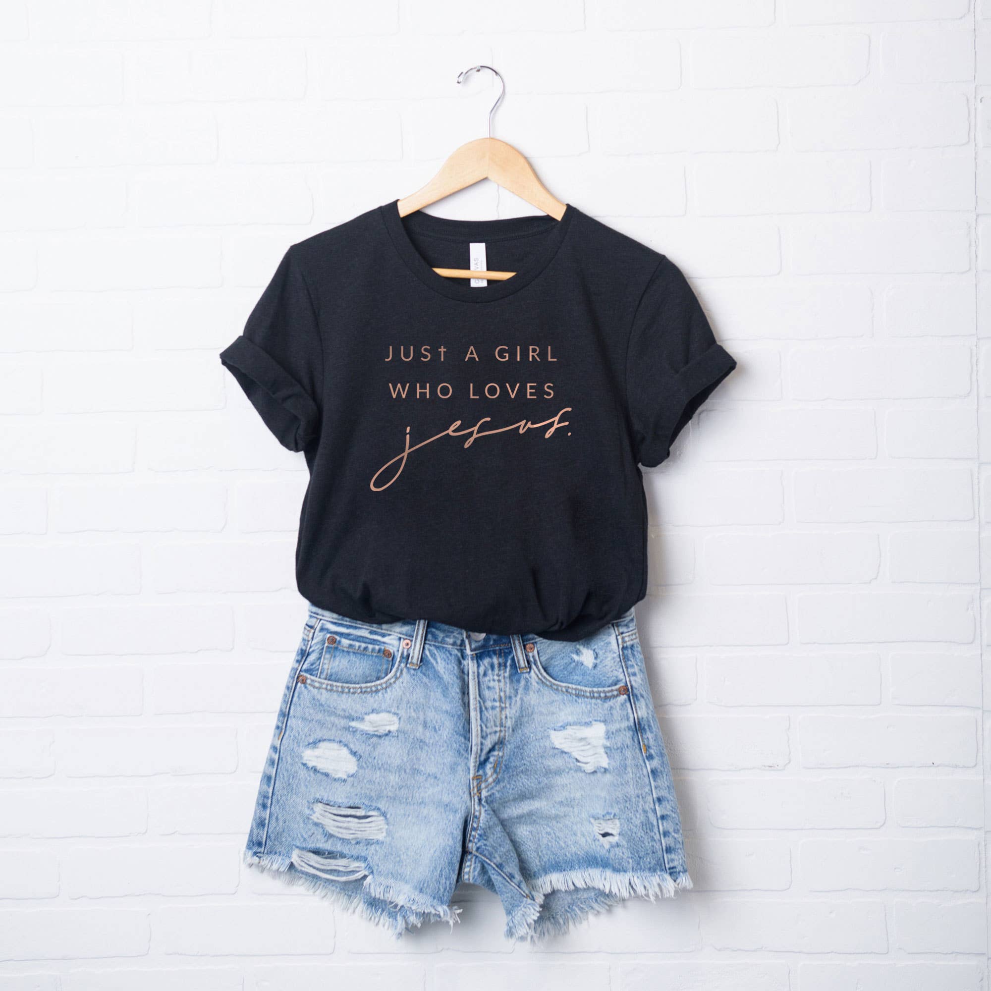 Uplifting Threads Co Wholesale - Wholesale Screen Printed T-Shirt - Women's - Just A Girl Who Loves Jesus | Short Sleeve Graphic Tee2