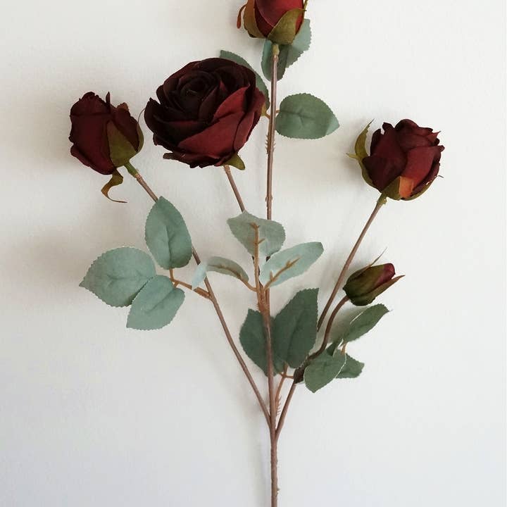 25'' Silk Rose Flower Single Spray HomeWedding Deco Burgundy for wholesale by Sweet Home Deco