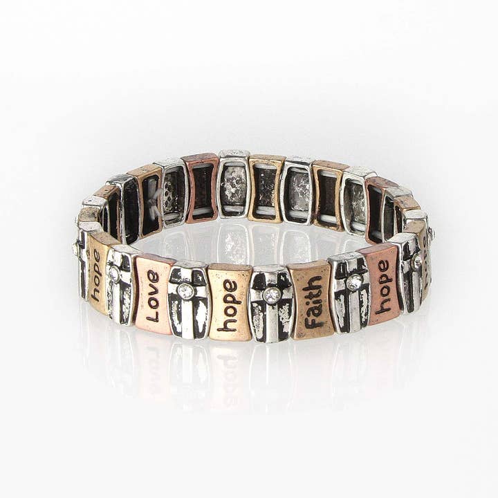 Eden Merry Jewelry by James Lawrence - Wholesale Bangle Bracelet - Cross Faith/Hope/Love-Metal Bracelet - Eden Merry Metal