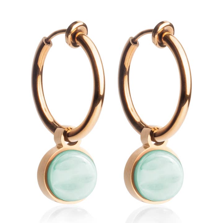 Mix & Match oorclips met hanger • roze/mintgroen • 18 mm voor wholesale door ALEXASCHA