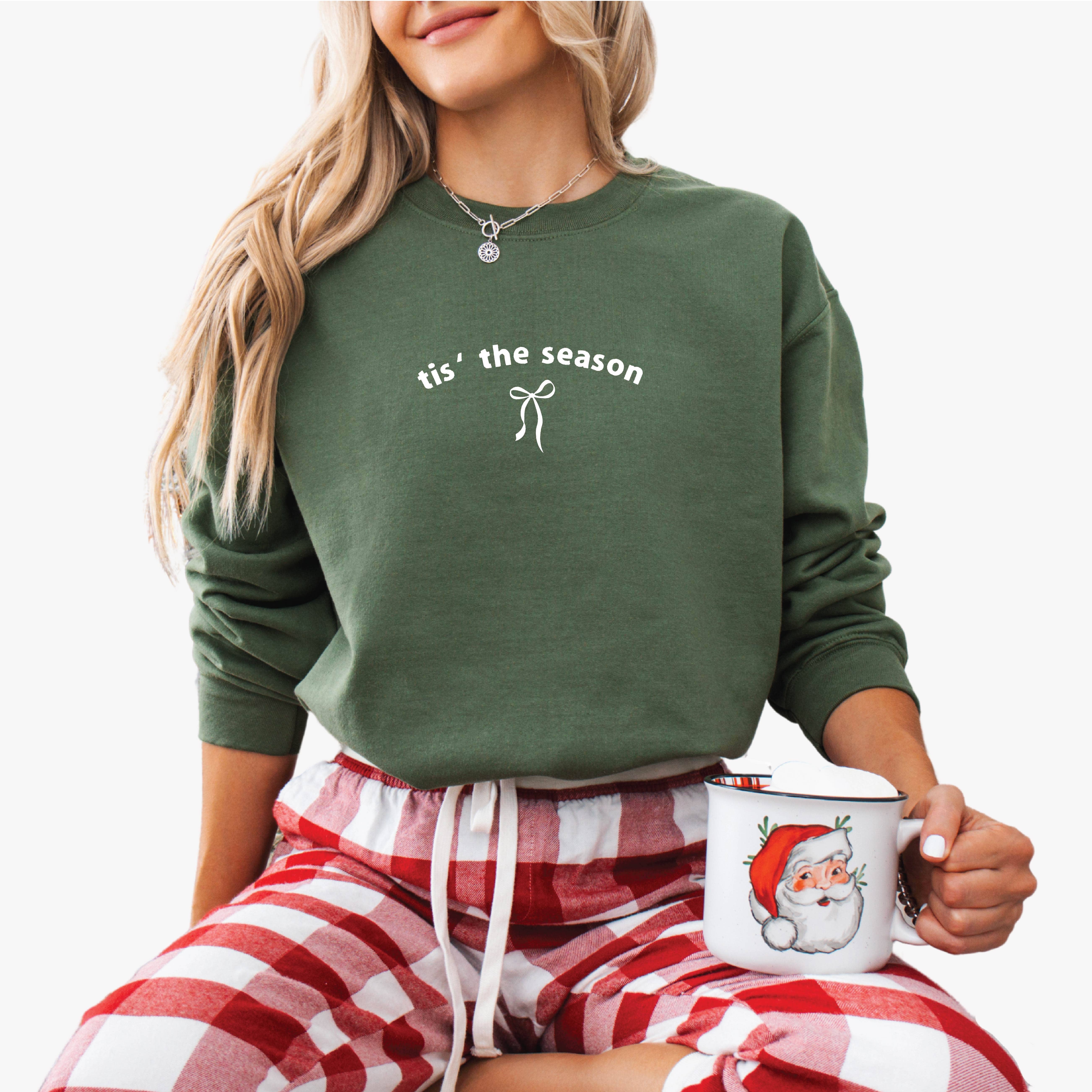 P E T I T R U E – Großhandel Sweatshirt mit Grafikdruck – Damen – Besticktes Weihnachts-Sweatshirt mit Rundhalsausschnitt und Schleife für Damen6