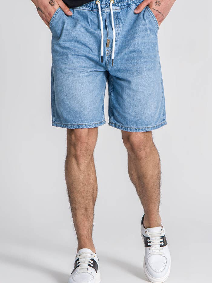 Pantalones cortos de cintura elástica azul claro para venta al por mayor de Gianni Kavanagh