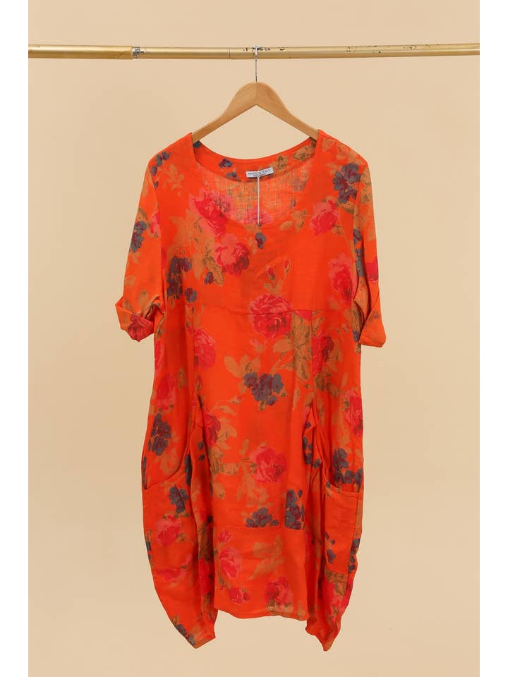 la maison des fibres naturelles – wholesale Klänning - Dam – Klänning i 100 % linne med blommönster 32407