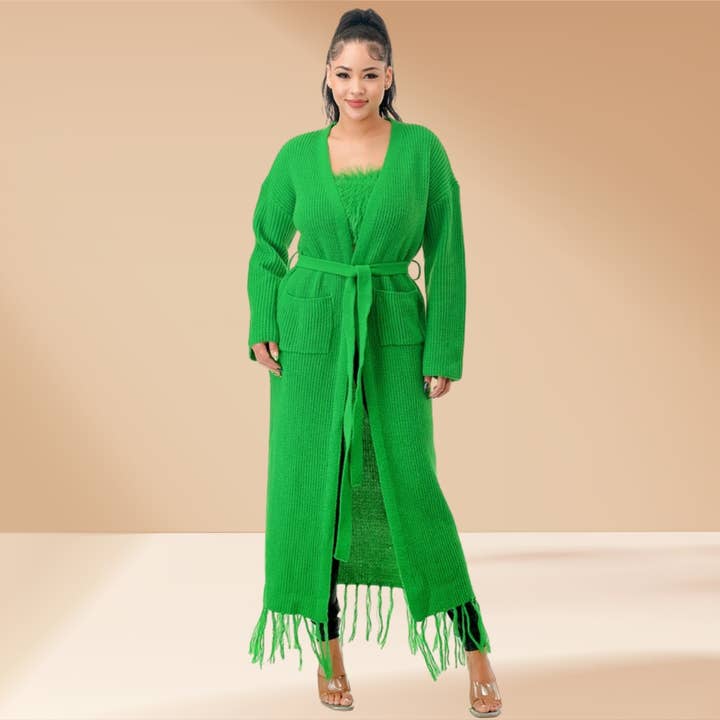 Long Knit Cardigan Belted for wholesale by Celystrends