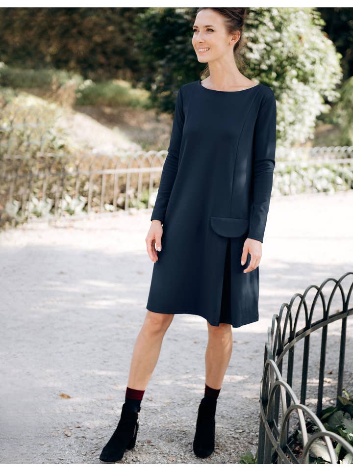 LeMuse – Vestido - Mulher por atacado – Vestido Preto Minimalista da Lemuse, Roupa Feminina, A Line