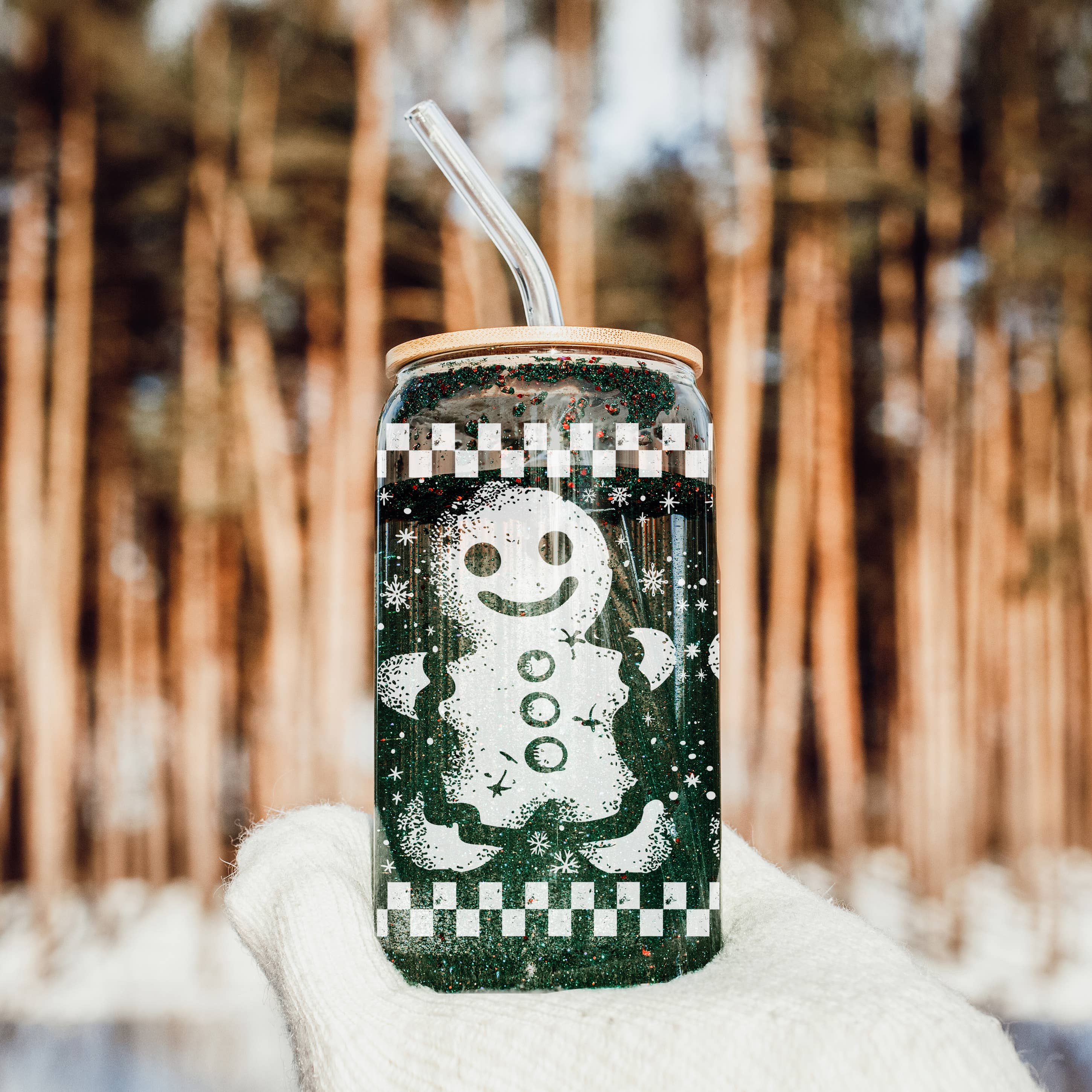 Gia Roma - Wholesale Drinking Glass/Cup - Vintage Christmas Glass Cups with Straw, Kitchen Decoration147