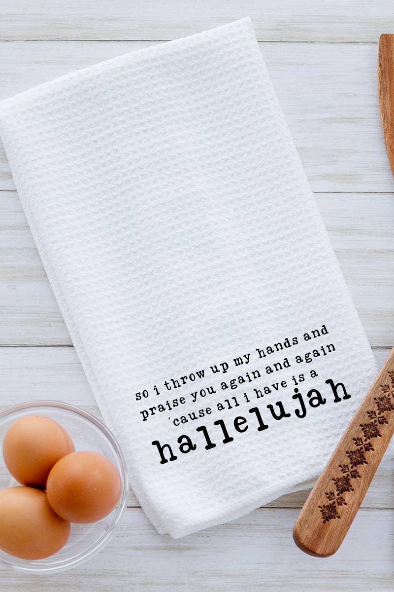 Wholesale Accessory Market - Wholesale Tea Towel - Praise You Again, Hallelujah Waffle Kitchen Towel