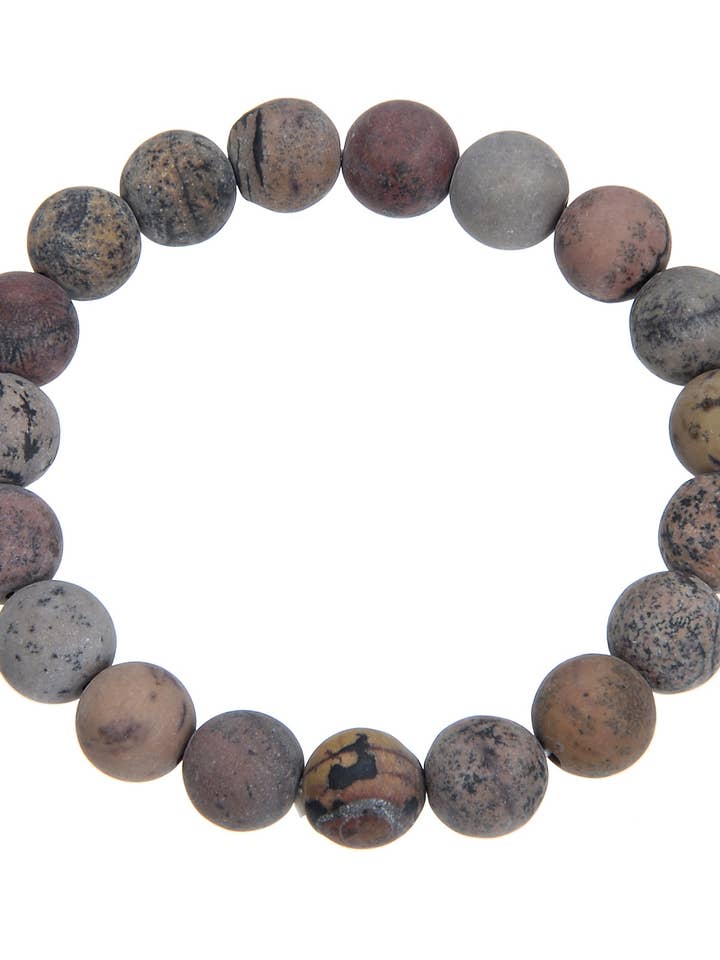 Zwart Grassy Jasper Stretch Armband B1995-10MM voor wholesale door Ole