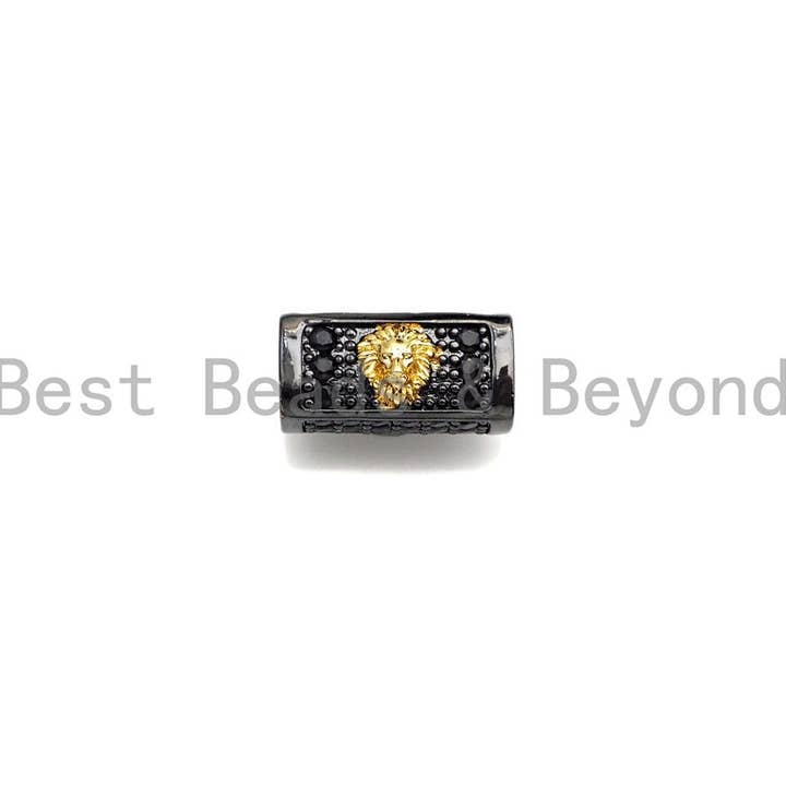 BestBeads&Beyond - Wholesale Individual Charm/Pendant - Lion Head/Anchor Bead,Tube Spacer Bead, Black CZ Pave Tube Spacer Beads for Men/Women Jewelry Making, 7x14mm, sku#Y242