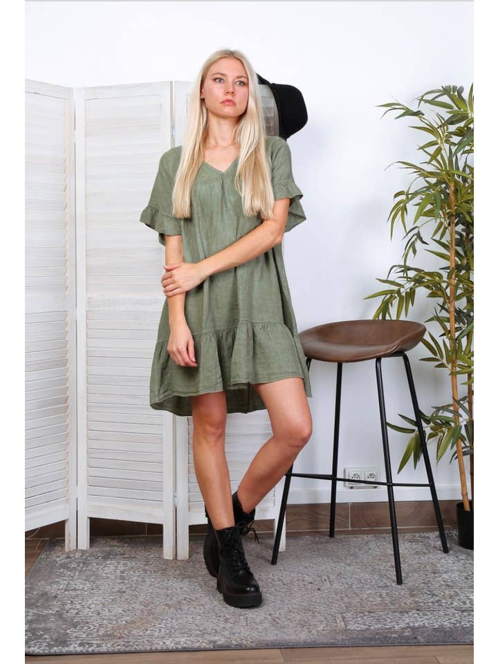 LÉA & LUC - Wholesale Dress - Women's - Short dress in 100% linen REF.1885/12