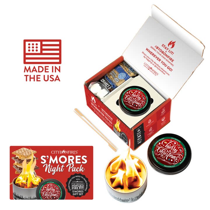 City Bonfires - Portable Fire Pits - Wholesale Fire Pit - S'mores Night Pack - Merry Christmas Limited Edition
