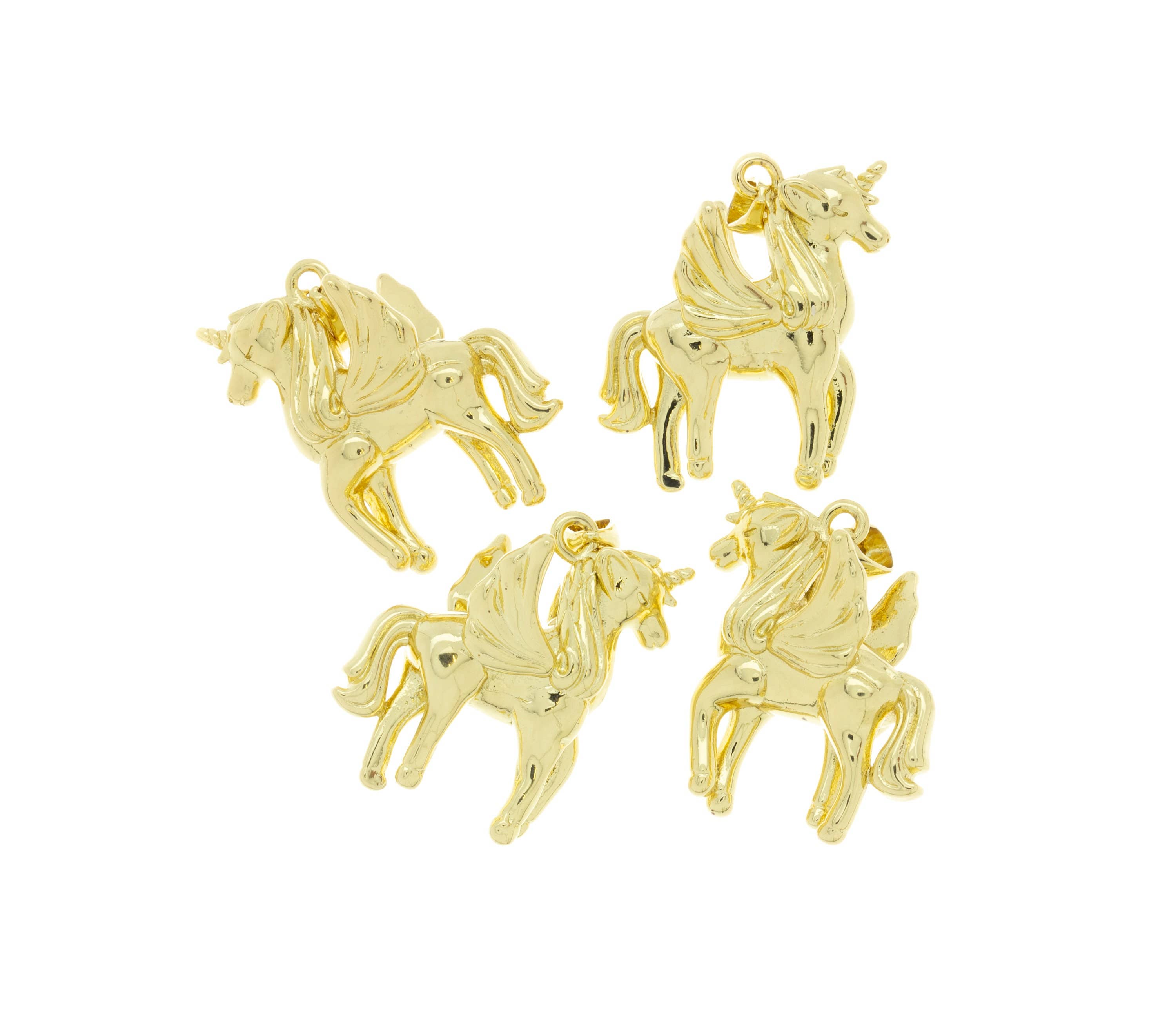 Jewel Pledge - Vente Breloques/médailles personnalisées - Pendentif Licorne en Or Fourniture de Fabrication de Bijoux DIY, CPG4643