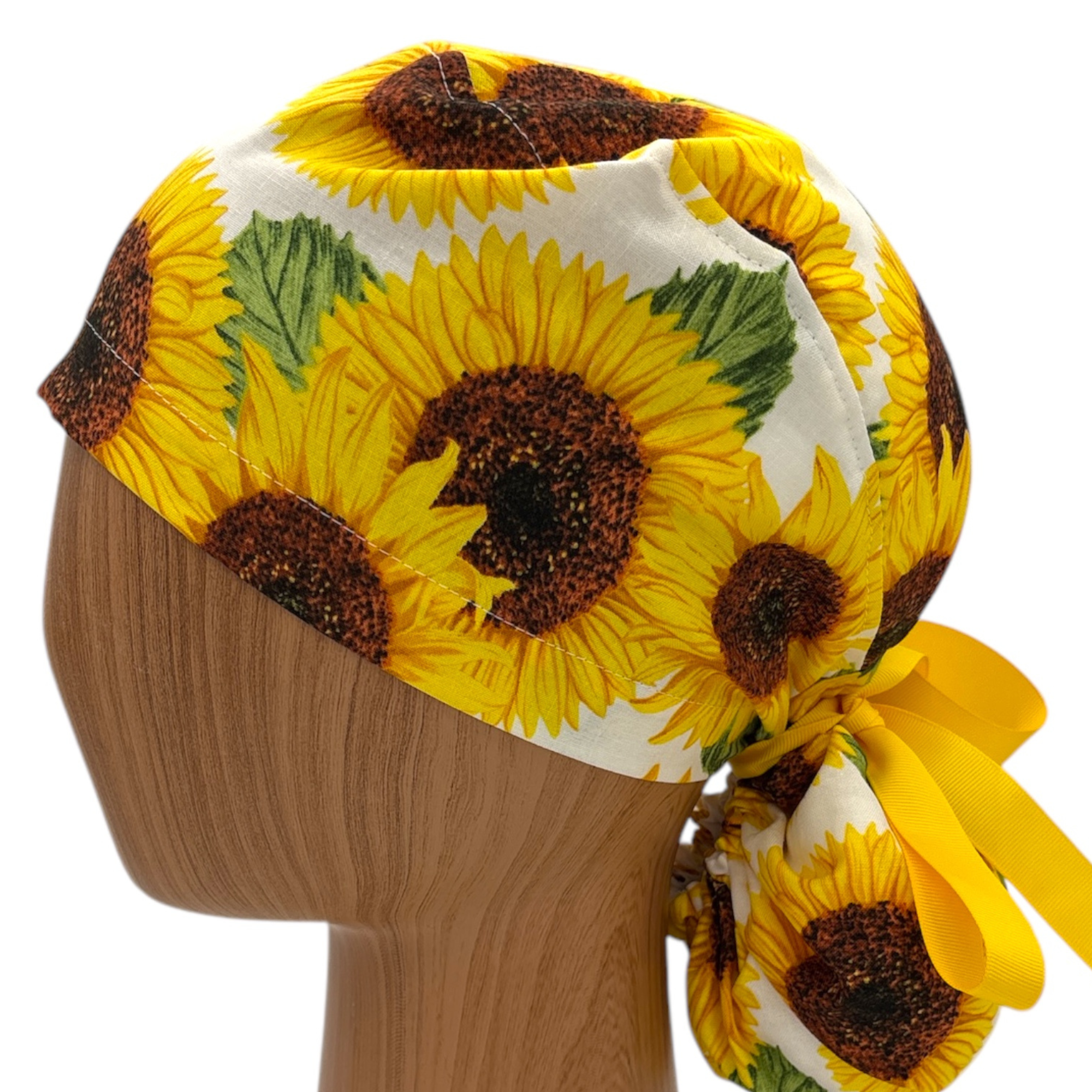 SewingLabPlus - Wholesale Healthcare Uniform - Women's - Summer Sunflower Ponytail Scrub Cap3