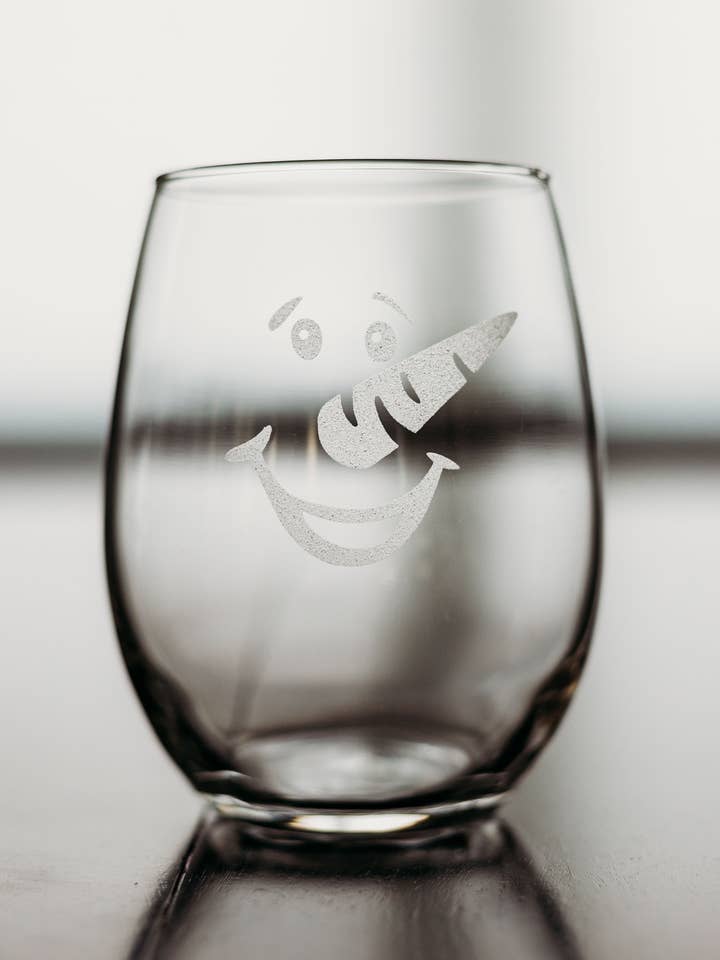 Etched Wine Glass, 12 oz stemless Wine Glass for wholesale by Lester Lou’s Designs