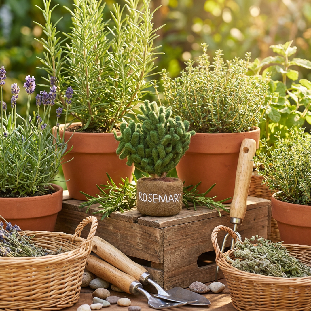 Felt So Good – wholesale Decorative tabletop object – Handmade Felt Herbs Standing Decoration Variety14