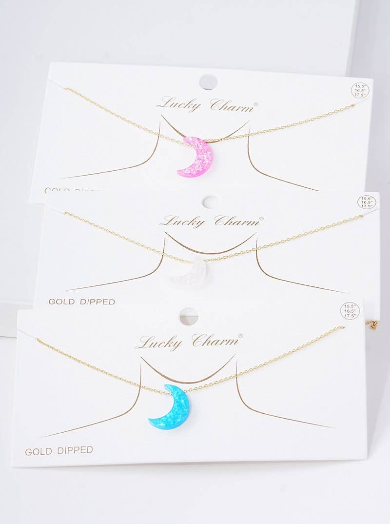 OHBOOBA DESIGN - Wholesale Pendant/Charm Necklace - Gold Plated Opal Crescent Moon Necklace6