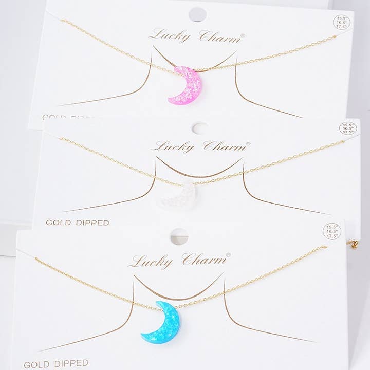 OHBOOBA DESIGN - Wholesale Pendant/Charm Necklace - Gold Plated Opal Crescent Moon Necklace6