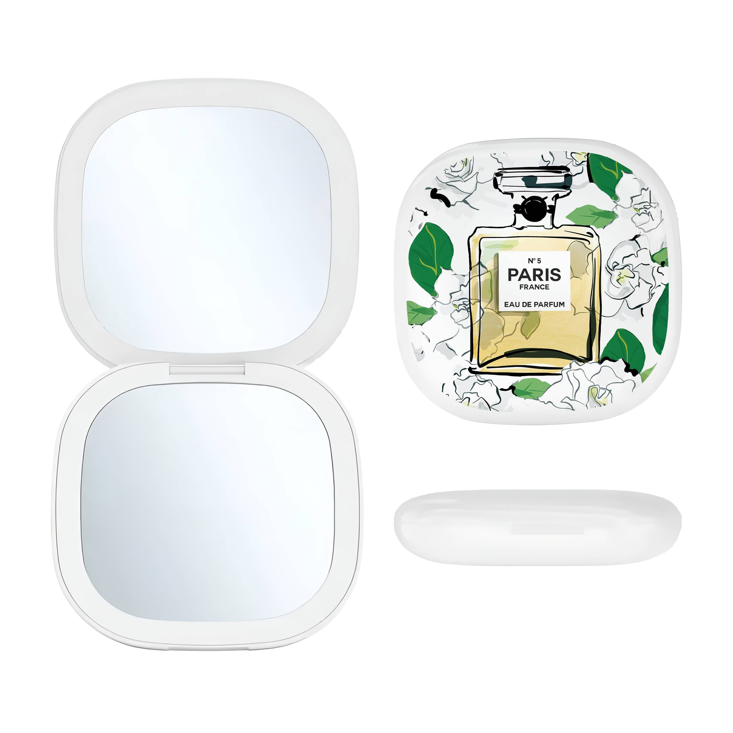 Toss Designs - Wholesale Compact Mirror - LED Compact Mirror - Green Floral Perfume Bottle0