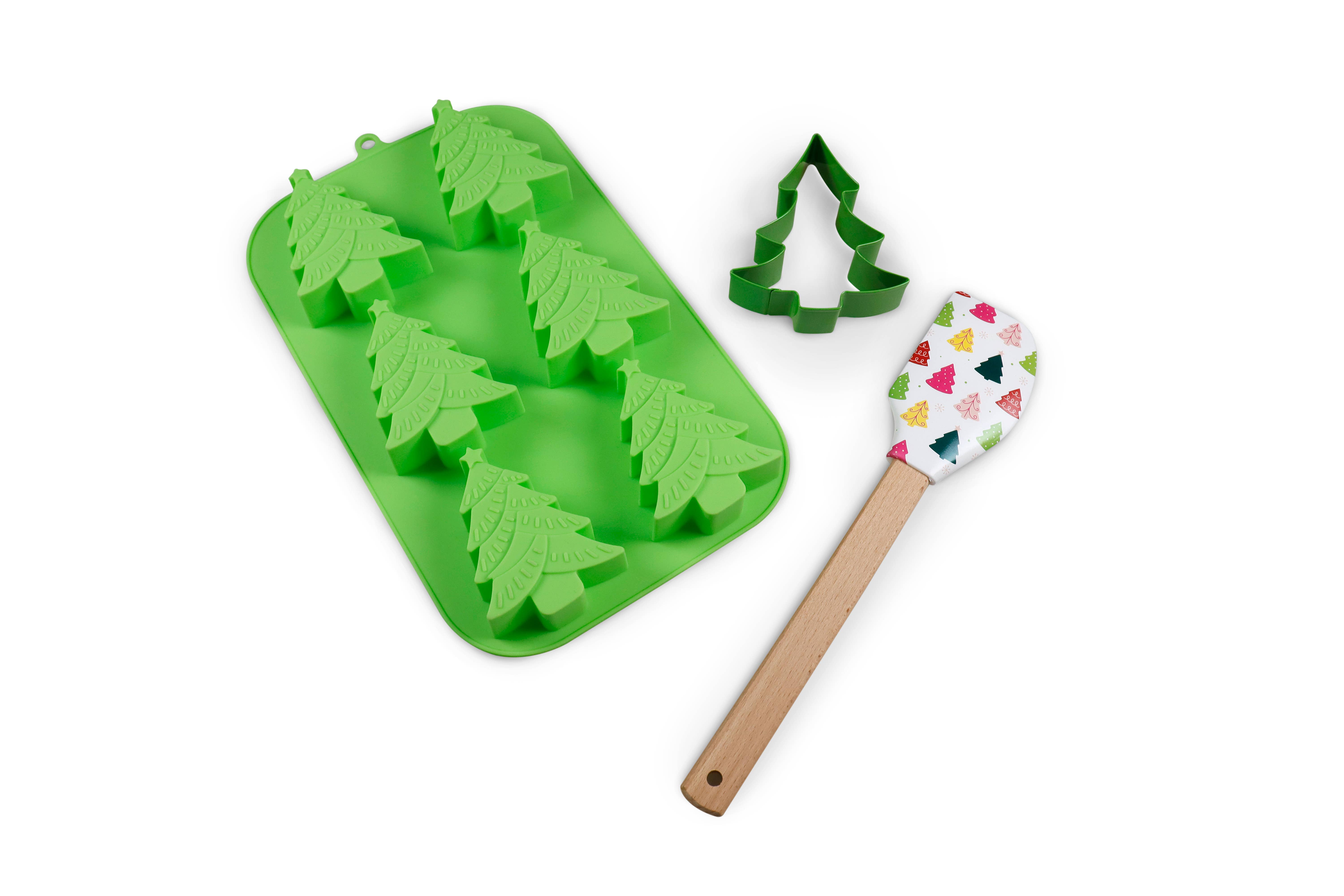 Handstand Kitchen - Wholesale Baking Dish - Festive Tree Baking Set – Cupcake Mold, Spatula & Cutter1