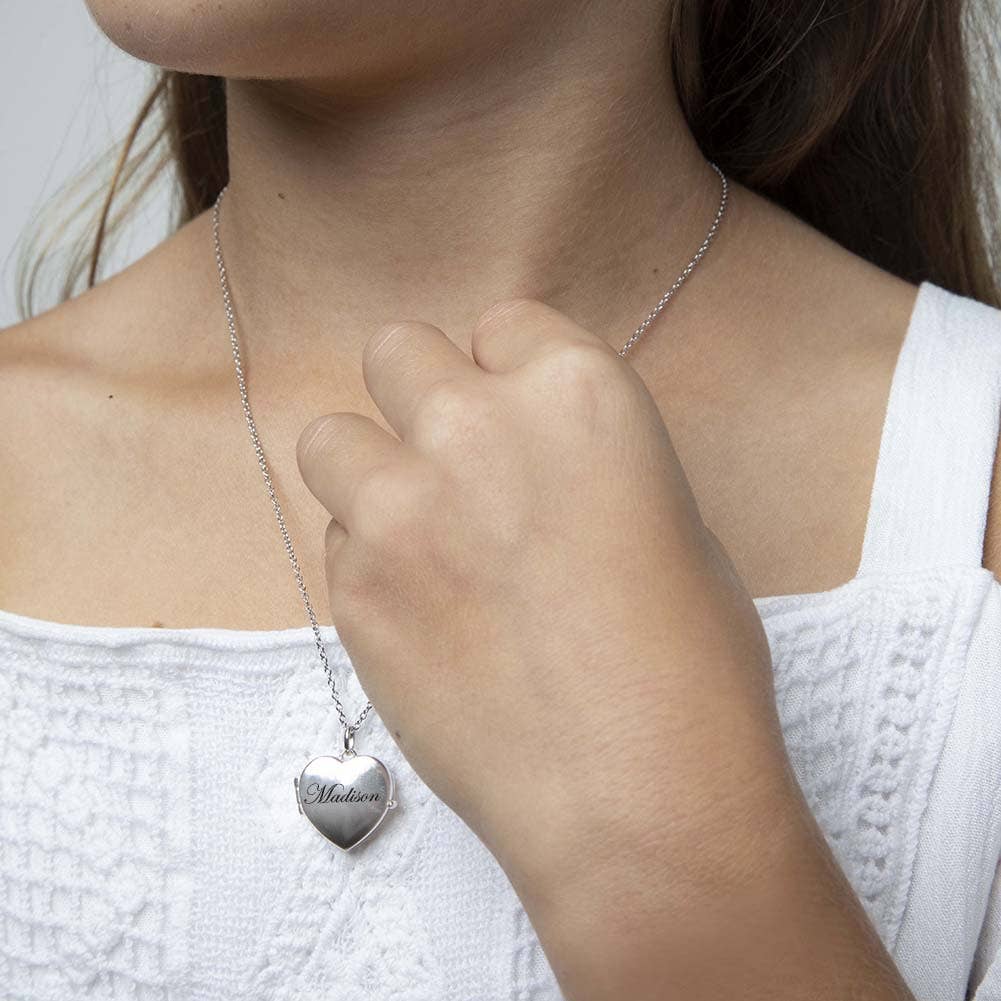 In Season Jewelry – wholesale Kids necklace – Kids – Heart Shaped Photo Locket Kids Necklace - Sterling Silver4