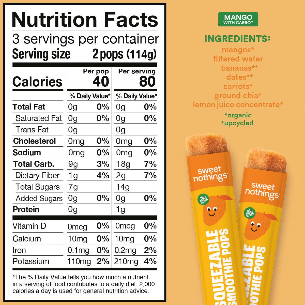 Sweet Nothings - Wholesale Fruit Snacks - Mango Carrot Smoothie Pops – Organic Fruit Popsicle3