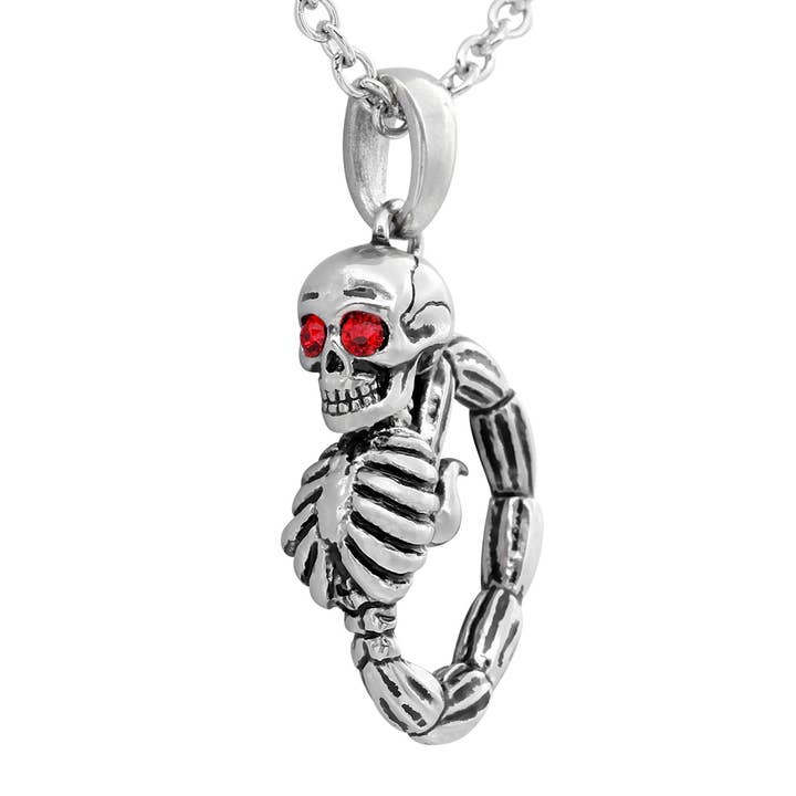 Controse Red Crystal Eyed Scorpion Skull Necklace for wholesale by Controse