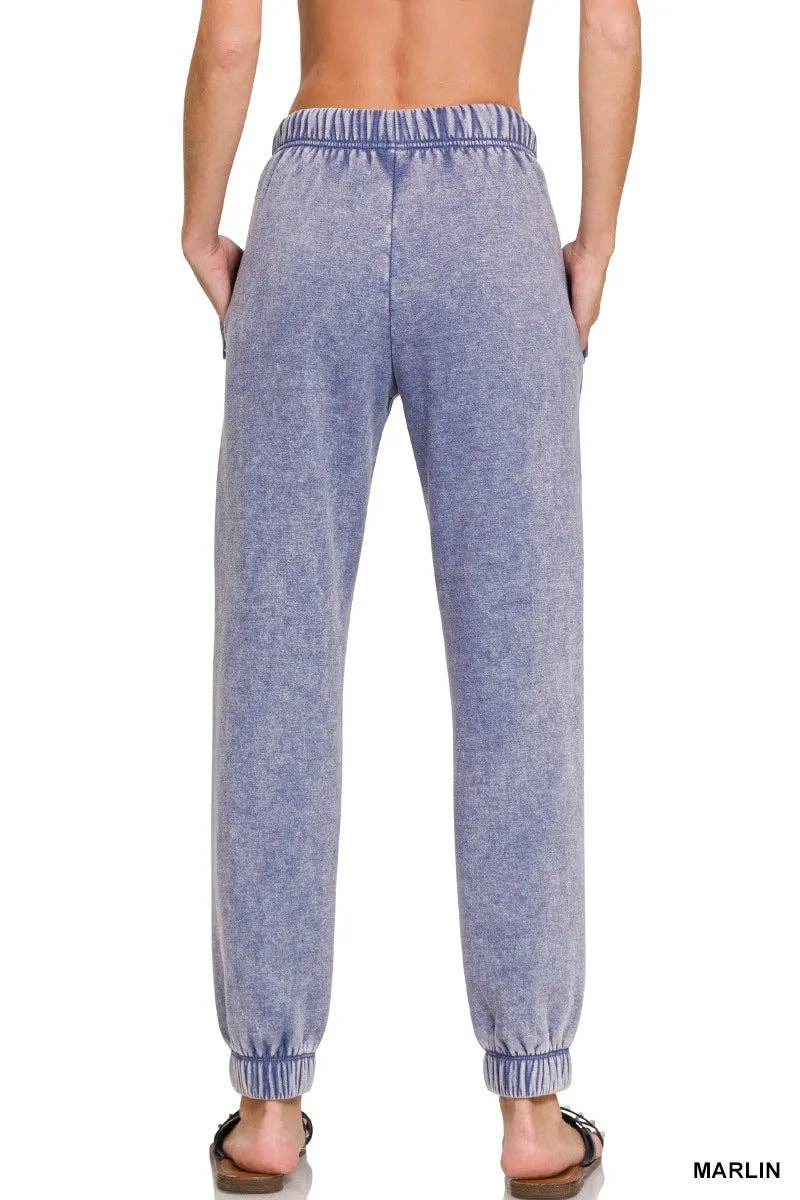 MARLIN Zenana Acid Wash Fleece Sweatpants with Pockets for wholesale on Faire2