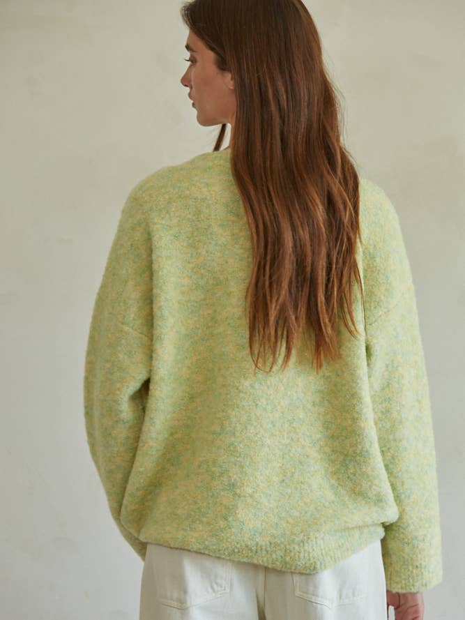 Dusty Lime W1592 | Knit Sweater Ribbed Detailed Pullover Top for wholesale on Faire