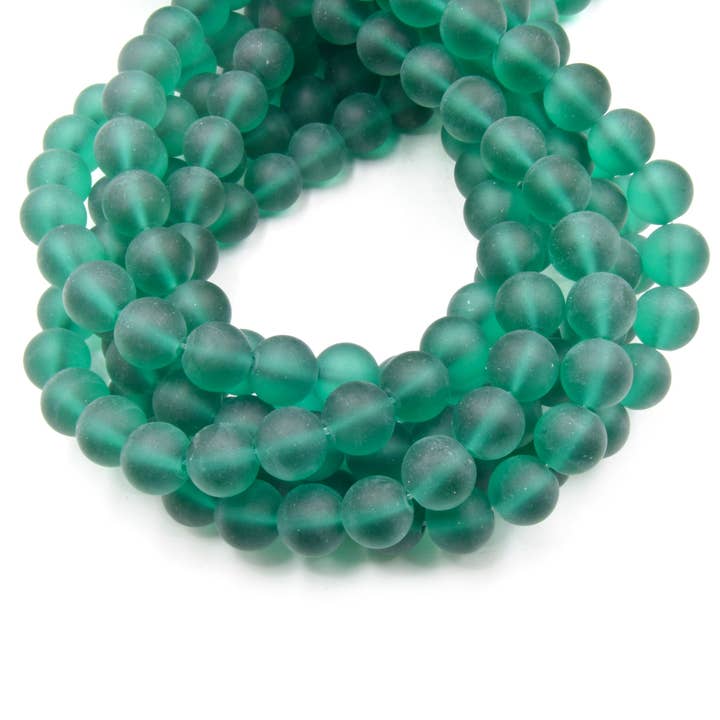 Only Beads – wholesale Beads – Indian Glass Beads | 10mm Matte Round Shaped Indian Beach Glass Beads | Purple Blue Green Available
