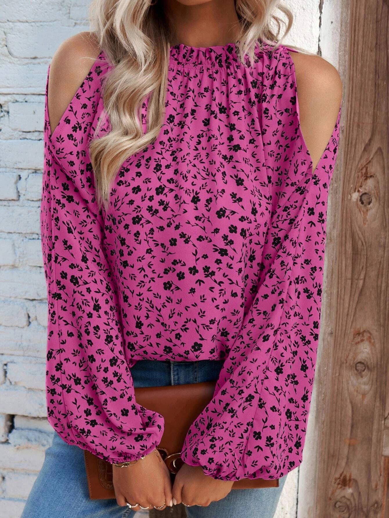 HIDDENBRAND - Wholesale Blouse - Women's - Floral Long-Sleeved Ruffled Blouse9