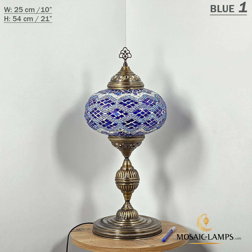 Mosaic Lamps - Wholesale Accent/Desk Lamp - 10+ Colors - Turkish Mosaic X Large Globe Table Lamp, Marrak1