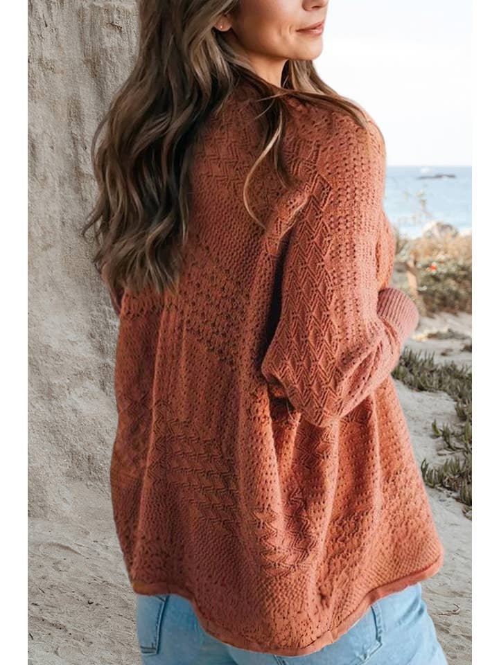 Aapparella - Wholesale Cardigan - Women's - Hollow-Out Knit Open Front Cardigan | S-XL1