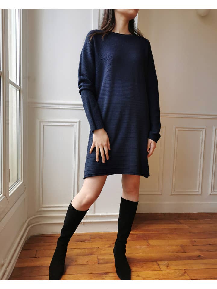 JULIA PARIS - Venta al por mayor Vestido - Mujer - Vestido de punto de media longitud con cuello redondo2